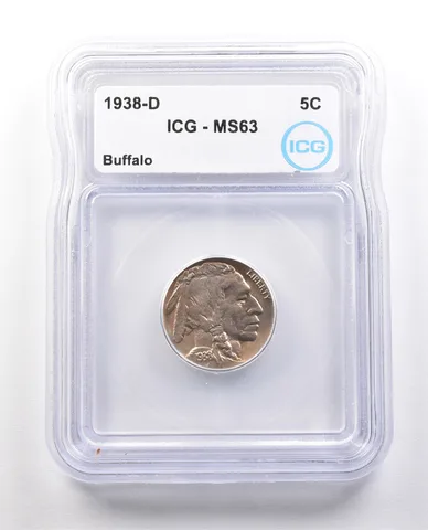 1938-D Indian Head Buffalo Nickel MS63 ICG a1404