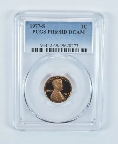 1977-S Lincoln Memorial Cent PR69 RD DCAM PCGS Blue Label