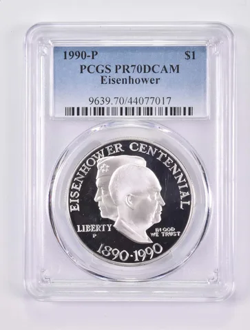 1990-P Eisenhower Commemorative Silver Dollar PR70 DCAM PCGS
