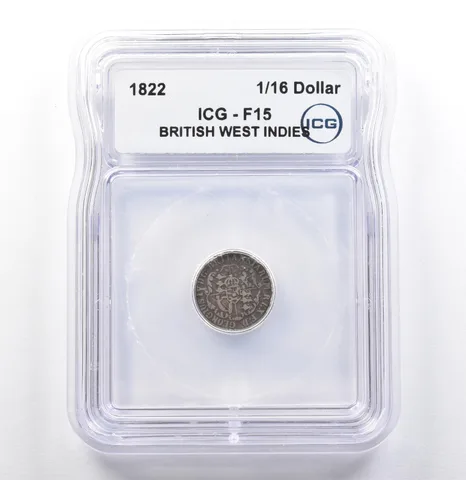 1822 British West Indies 1/16 Dollar F15 ICG *9929