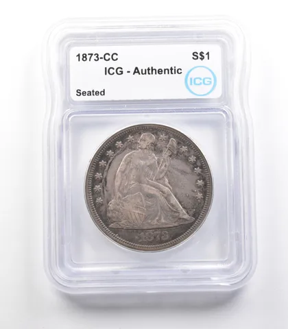 1873-CC Seated Liberty Silver Dollar Authentic ICG *2440
