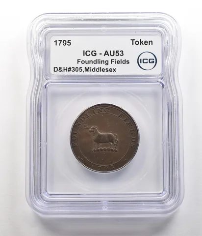 1795 Middlesex Half Penny Token Foundling Fields D&H#305 AU53 ICG *6764
