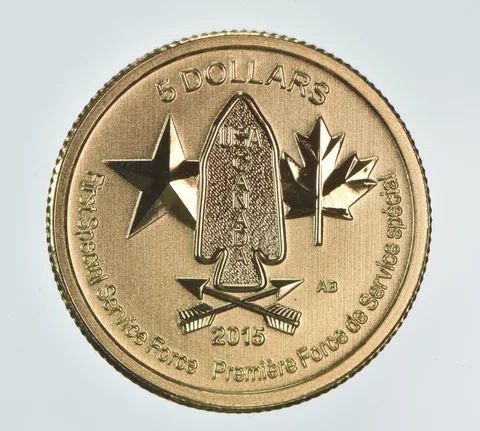 Random Date Canada 5 Dollars Gold First Special Service Force 1/10 Oz .999
