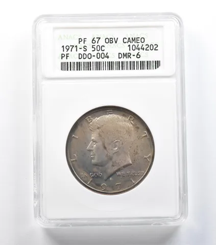 1971-S Kennedy Half Dollar DDO-004 DMR-6 PF67 Obverse Cameo ANACS a1453