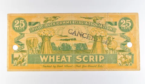 1934 25 Cents Pilot Rock OR Commercial Association Wheat Scrip a9754
