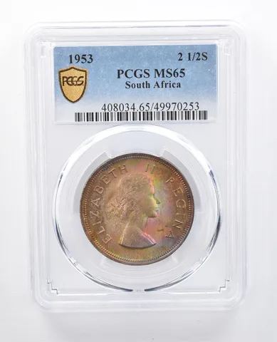 1953 South Africa 2 1/2 Shillings MS65 PCGS Beautiful Tone *7989
