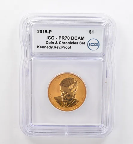 2015-P President $1 Kennedy Coin/Chronicle Reverse PR70 ICG Beautiful Tone *9139