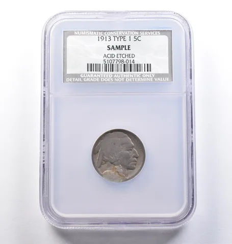 1913 Indian Head Buffalo Nickel Type 1 Sample Acid Etched NCS NGC *9145