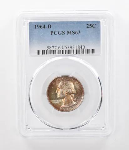 1964-D Washington Quarter MS63 PCGS Beautiful Tone *1102
