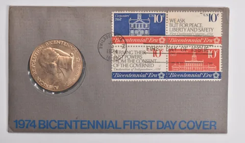 1776-1976 Bicentennial American Revolution US Mint Medal Coin Stamp Cover
