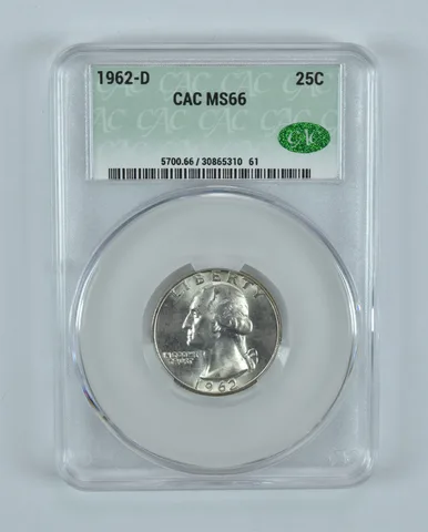 1962-D Washington Quarter MS66 CAC CACg