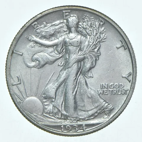 BU 1934-S Walking Liberty Half Dollar Uncirculated 90% Silver