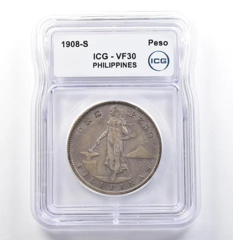 1908 S Philippines Peso VF30 ICG *9927