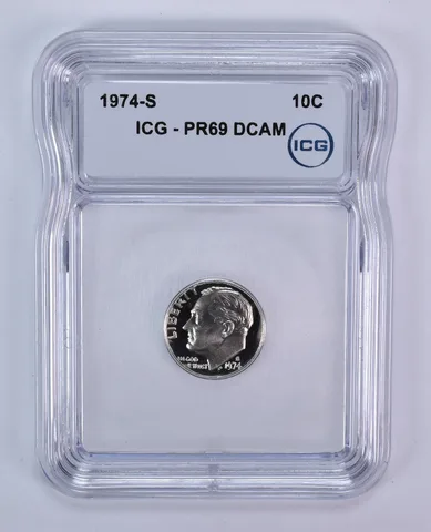 1974-S Roosevelt Dime PR69 DCAM ICG
