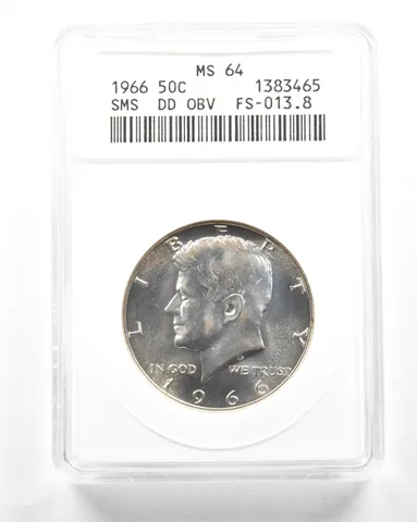 1966 Kennedy Half Dollar SMS DDO FS-013.8 MS64 ANACS *2093
