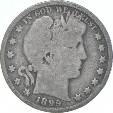 1899 Barber Half Dollar Average Circ 90% Silver