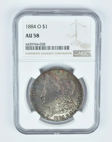 AU58 1884-O Morgan Silver Dollar NGC - Beautiful Tone a7823