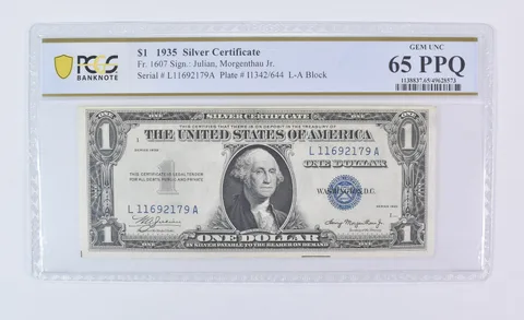 1935 $1 Silver Certificate Fr#1607 Gem Unc 65 PPQ PCGS