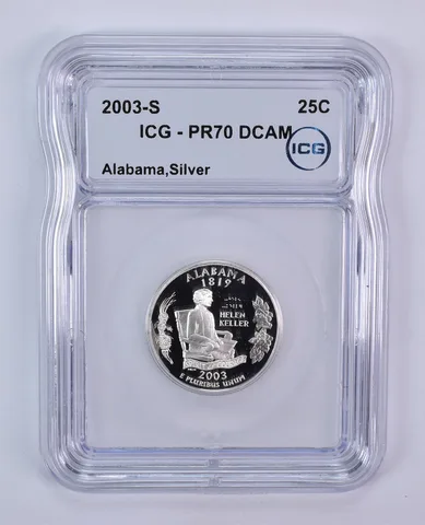 2003-S Washington State Quarter Alabama Silver PR70 DCAM ICG