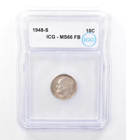 1948-S Roosevelt Dime MS66 FB ICG Beautiful Tone a1590