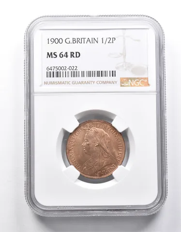 MS64 RD 1900 Great Britain 1/2 Penny NGC *9885