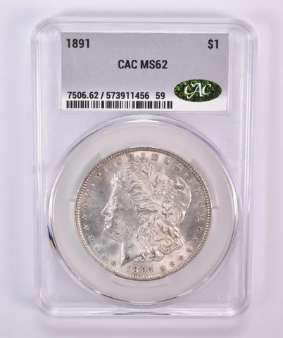 1891 Morgan Silver Dollar MS62 CAC CACg