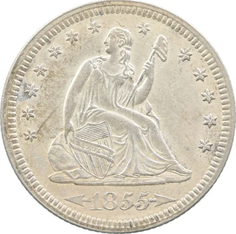 1855 Seated Liberty Quarter Arrows *8929