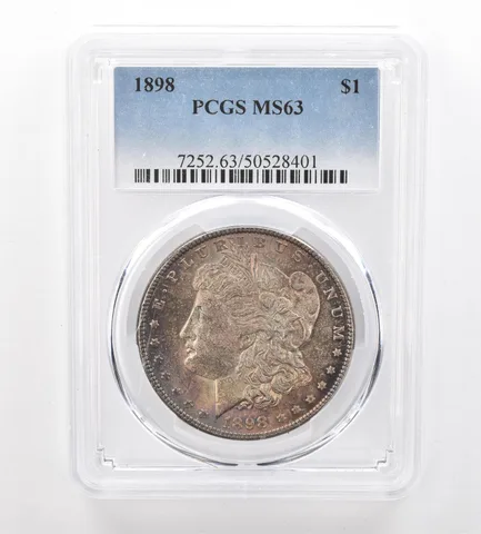 1898 Morgan Silver Dollar MS63 PCGS Beautiful Tone *7470