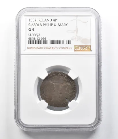 1557 Ireland 4 Pence S-6501B Philip & Mary G4 NGC *7041