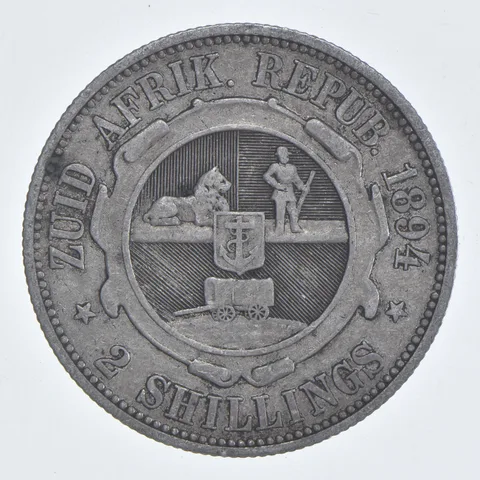 SILVER - WORLD Coin - 1894 South Africa 2 Shillings - World Silver Coin *823