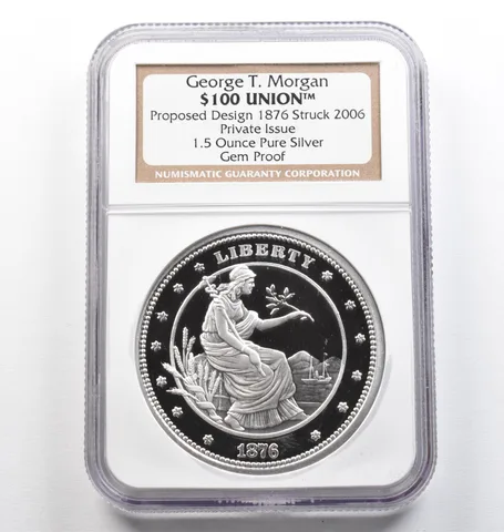2006 George T Morgan $100 Union Proposed Design 1.5 Oz Silver Proof NGC *9407