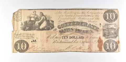 1861 $10 Confederate States Of America T-28 Large Note *8564