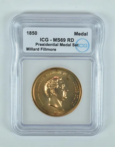 (1850) Presidential Medal Set Millard Fillmore MS69 RD ICG