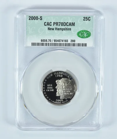 2000-S Washington State Quarter New Hampshire PR70 DCAM CAC CACg