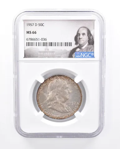 1957-D Franklin Half Dollar MS66 NGC Beautiful Tone *1279