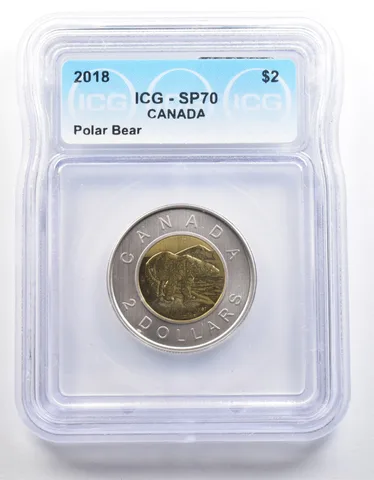 2018 Canada 2 Dollars Polar Bear SP70 ICG *4021