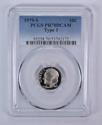 1979-S Roosevelt Dime Type 1 PR70 DCAM PCGS Blue Label