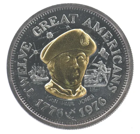 1976 Twelve Great Americans Gold/Silver Round John Paul Jones a9449