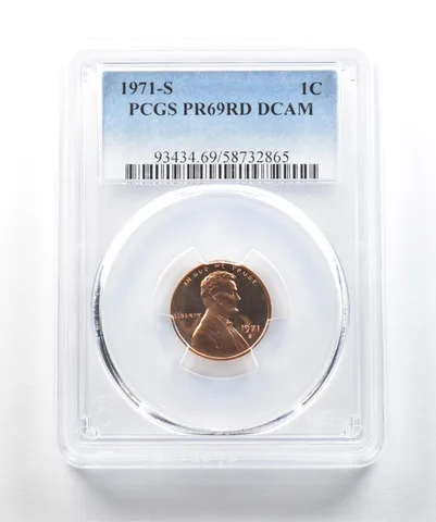 1971-S Lincoln Memorial Cent PR69 RD DCAM PCGS Blue Label