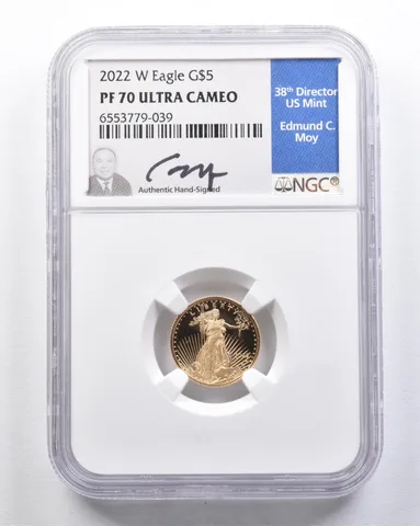 2022-W $5 American Gold Eagle Moy 1/10 Oz Gold PF70 UCAM NGC *2112