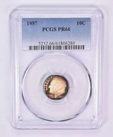 1957 Roosevelt Dime PR66 PCGS Beautiful Tone *1086