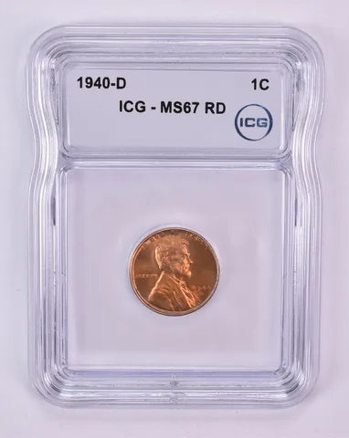 1940-D Lincoln Wheat Cent MS67 RD ICG