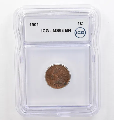 1901 Indian Head Cent MS63 BN ICG Beautiful Tone *0357