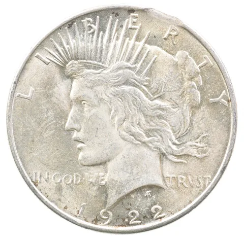 1922 Peace Silver Dollar Clipped Planchet ERROR *6696