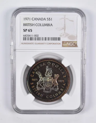 SP65 1971 Canada 1 Dollar British Columbia NGC a2185