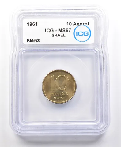 1961 Israel 10 Agorot KM#26 MS67 ICG *4200