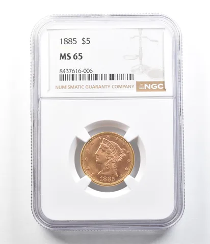 1885 $5 Liberty Head Gold Half Eagle MS65 NGC *6311