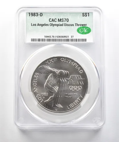 1983-D Olympic Discus Commemorative Silver Dollar MS70 CAC