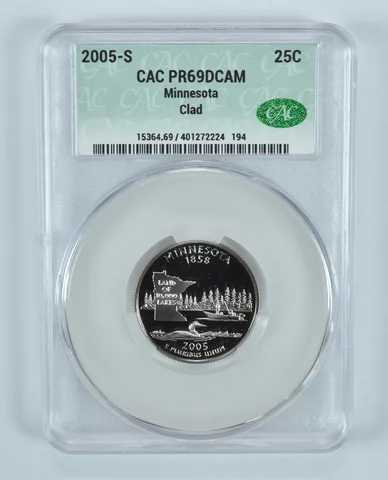 2005-S Washington State Quarter Minnesota CLAD PR69 DCAM CAC CACg