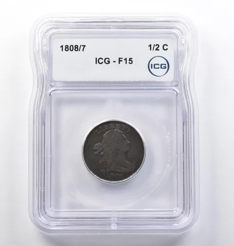1808/7 Draped Bust Half Cent F15 ICG *0175